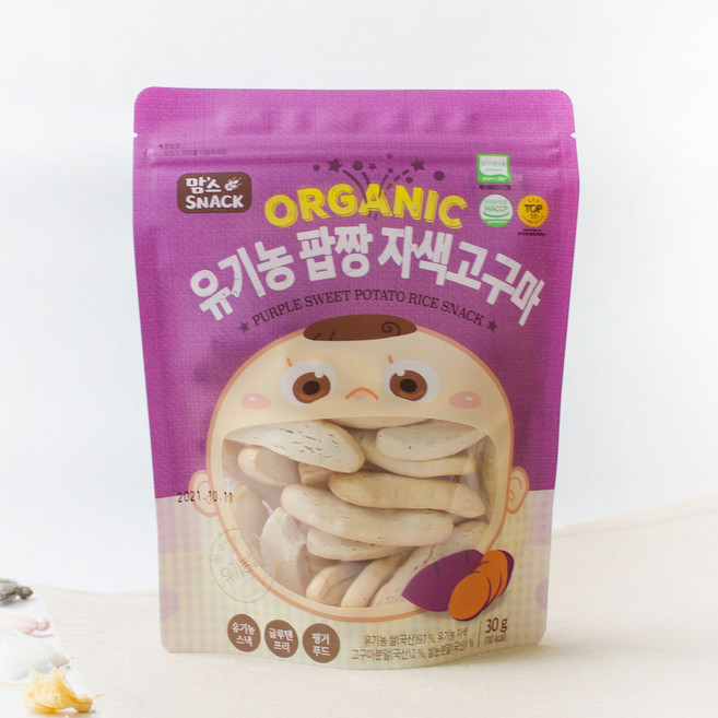 맘스스낵 유기농 팝짱 자색고구마, 자색고구마맛, 30g, 1개