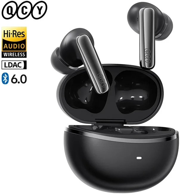QCY 멜로버즈 N70 HT18 블루투스 6.0 무선 이어버드 하이 레졸루션 오디오 LDAC 적응형 ANC 이어폰 인이어, 01 China Mainland, 01 BLACK