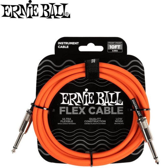어니볼 플렉스 기타 케이블 3m 블루 오렌지 핑크 ERNIEBALL FLEX GUITAR CABLE STR/STR 3m BLUE ORANGE PINK, 1개