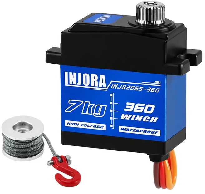INJORA INJS2065-360 1/18 TRX4M용 방수 7KG 윈치 서보 및 견인 트럭 크레인 키트, 04 Servo Winch Set