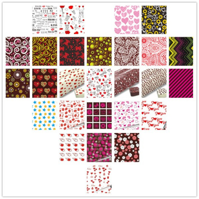 10/20/50 시트 초콜릿 사랑 웨딩 장식을위한 전송 시트 홈 베이킹 세트 케이크 장식 도구 21x29cm, 02 20 sheets, 1개