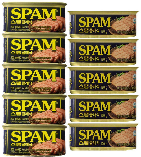 CJ 백설 통조림 햄 스팸 클래식 200g x 5개 + 120g x 5개 국민밥반찬, 10개
