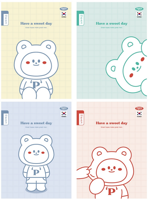 초등학교 1학년 2학년 10칸 쓰기 공책 점선 깍두기 노트 10권 신학기 입학 준비물, 단품, 단품