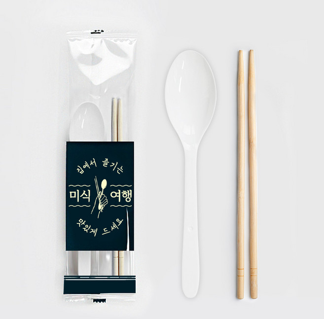 진담팩 일회용 숟가락 젓가락 2종 세트 투명 인쇄 포장지(숟가락 백색), 1세트, 500개입