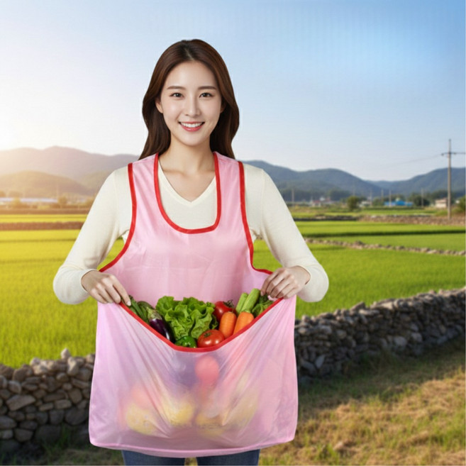 바네오 캥거루 앞치마 세탁물 농작 농활 농사, 1개, 핑크