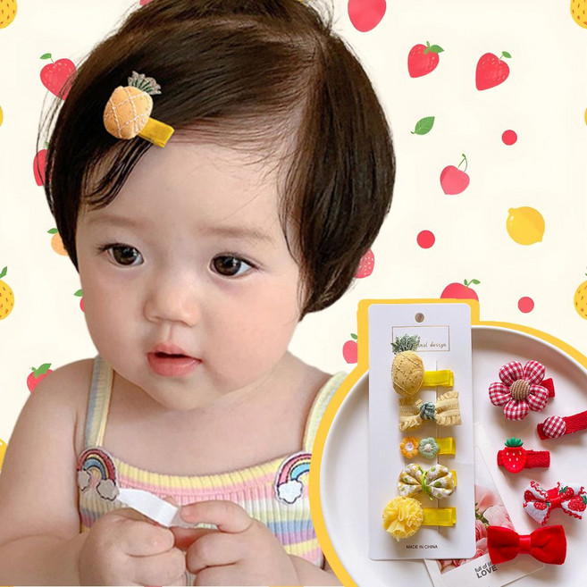 블링모어 리본 과일 귀여운 헤어 머리핀 10P 세트