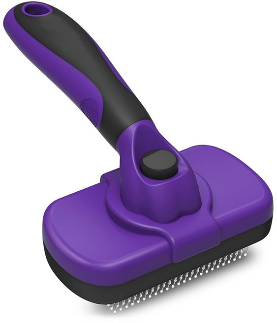 굿앤윌 반려동물 원터치 브러쉬 강아지빗 고양이빗 슬리커 애견 대형견 죽은털 엉킨털 털갈이, 1개, 퍼플