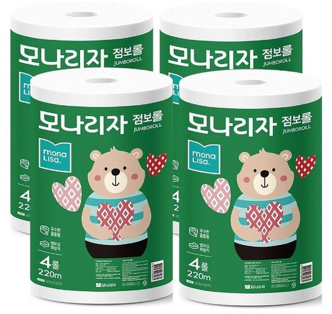 녹스 점보롤 화장지 220m 4롤 4팩(1박스), 4박스