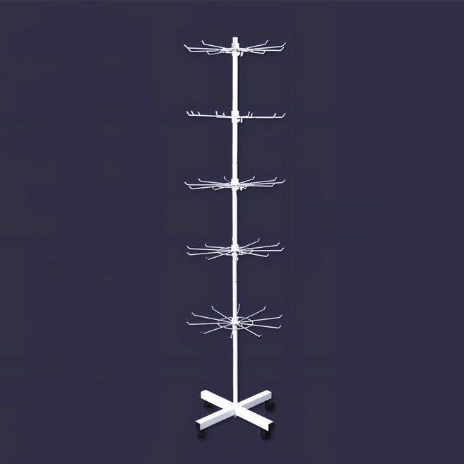 회전 진열대 악세사리 목걸이 거치대 키링 양말 걸이, 1개, 캐스터형 화이트7단