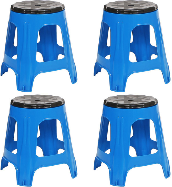 지오리빙 야외용 플라스틱 회전의자 4개 세트 간이 야외 포장마차 편의점, 블루