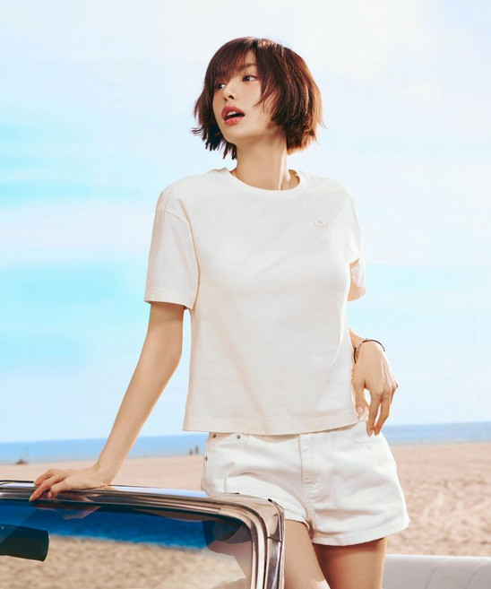 내셔널지오그래픽 NATIONALGEOGRAPHIC N262WTS190 여성 프로즌에어 세미크롭 반팔 티셔츠 IVORY