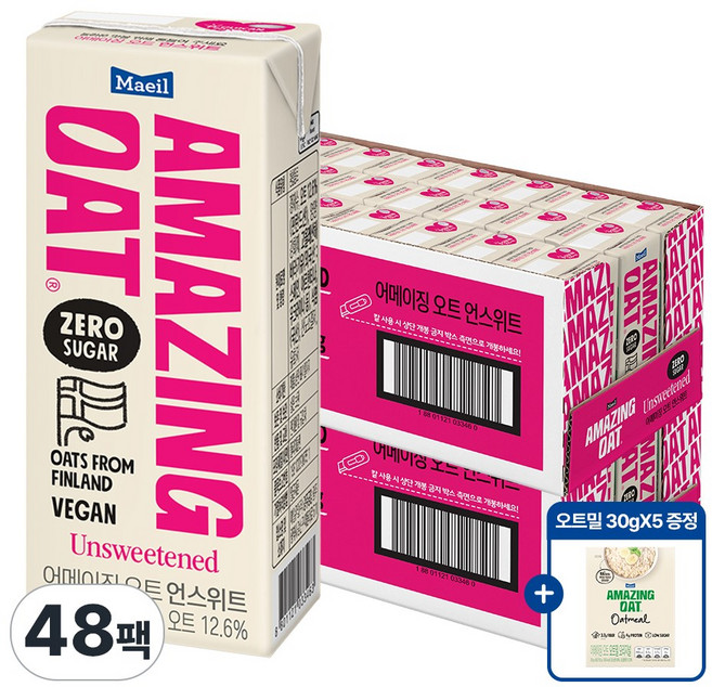 어메이징오트 언스위트 190ml 48팩 + 어메이징오트 오트밀 오리지널(30G*5) 1개 증정