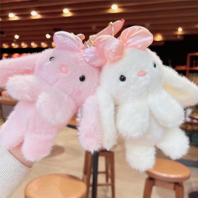 나나앤유 토끼 래빗 키링 인형 귀여운 가방고리, 1개, 화이트, 17cm