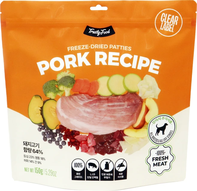 트러스티푸드 전연령 강아지 동결건조 포크 사료 패티, 150g, 1개 - 쿠팡