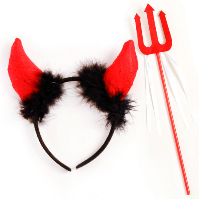 악마 뿔 머리띠 삼지창 세트, 단품, 단품