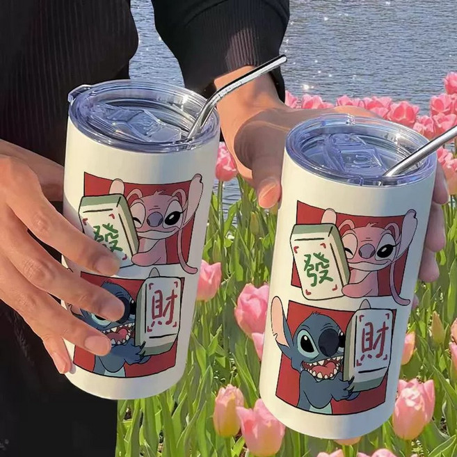 디즈니 스티치텀블러 릴로와스티치 핑크스티치 커플텀블러 캐릭터 스테인리스 빨대컵 콜드컵 스텐컵 얼음컵 머그, 스타일14, 1개