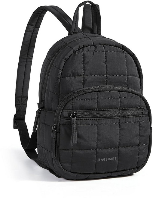 백스마트 대학용 노트북 백팩 여성용 여행용 퀼트 캐주얼 데이팩 15.6인치 노트북용 방수 책가방 블랙