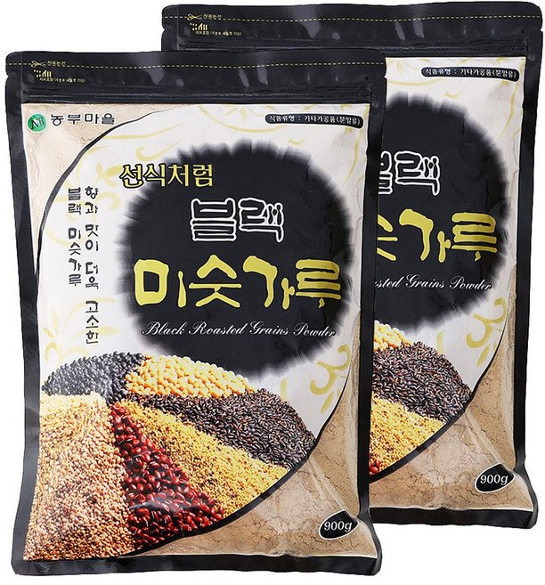 농부마을 블랙미숫가루 900gX2봉-검은콩25% 식사대용, 900g, 2개