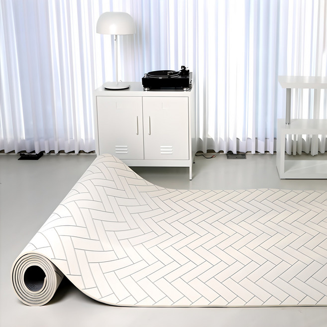 맘앤마음 논슬립 셀프시공 유아 롤매트, 헤링본화이트