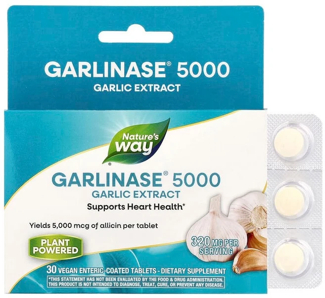 Nature's Way Garlinase® 5000 마늘 추출물 320mg 비건 장용 코팅 30정 EMT-08503, 1개 - 쿠팡