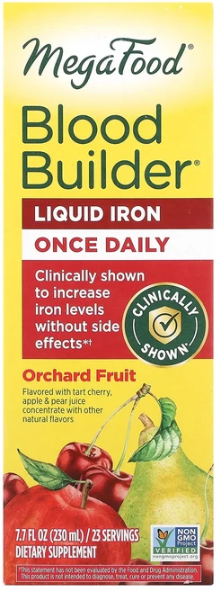 단백질 비타민 철분 마그내슘 칼슘 MegaFood Blood Builder 액상 철분 하루 1회 오차드 열매 맛 230ml(7.7fl oz) 고루고루섭취해주세요, MegaFoodBloodBuilder액상철분하루1회오차, 1개, 230ml - 쿠팡