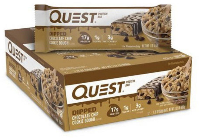 QUEST NUTRITION 高蛋白棒 深巧克力碎片餅乾麵團, 深巧克力曲奇麵團, 12個