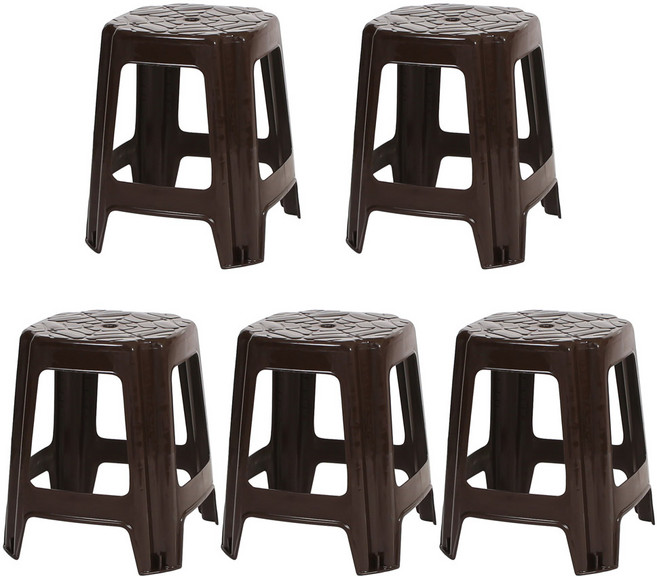 지오리빙 플라스틱 사각의자 5p, 브라운