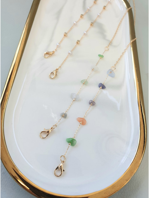 에스메랄디 원석 진주비즈 마스크줄 (1세트-2개)