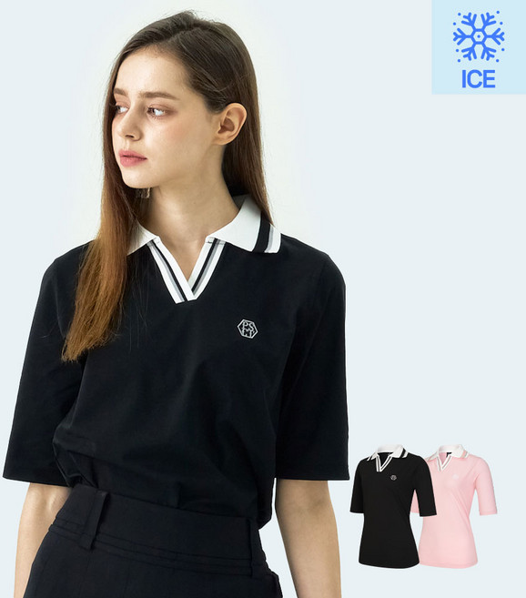 페르시안캣 V-NECK 카라 포인트 여성 냉감 폴로 티셔츠(P52WTS53)