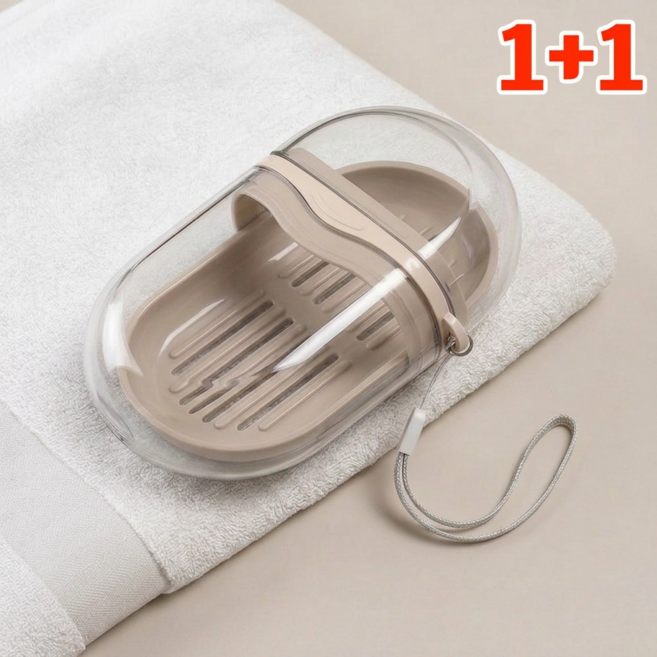 플로우데이 휴대용 밀폐 물빠짐 비누 케이스, 투명, 2개