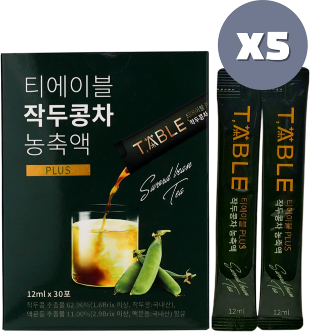 티에이블 작두콩차 농축액 PLUS, 5세트, 30개입, 360g