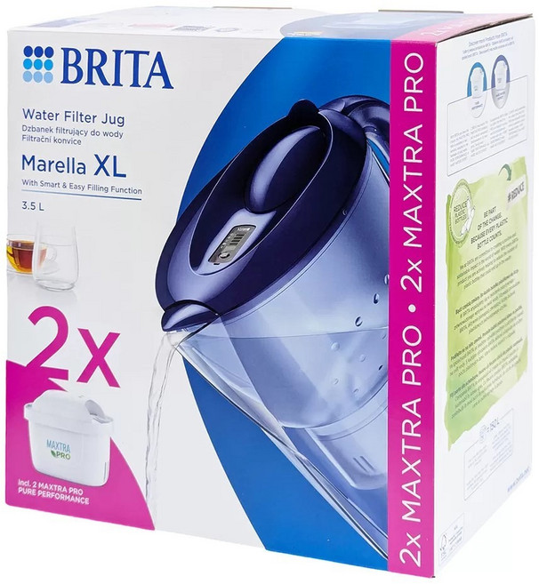 BRITA Marella XL 濾水壺 (Maxtra Pro 新版濾芯), 3.5L(藍)1壺2芯
