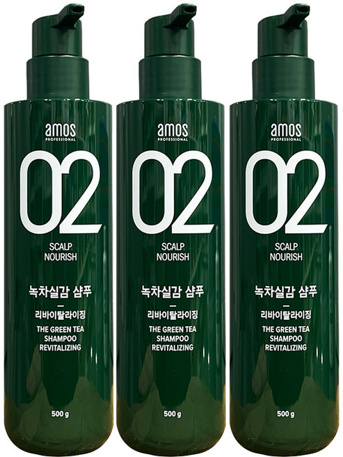 아모스 녹차실감 샴푸 리바이탈라이징, 500g, 3개