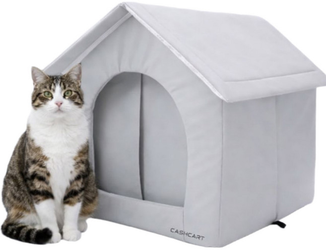 캐쉬카트 야외 고양이 숨숨집 방수집, 1개, 그레이