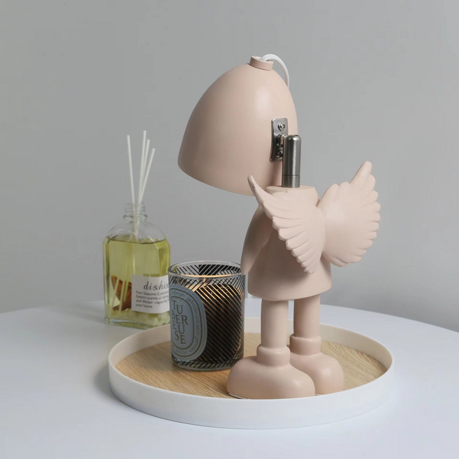 로봇 우주인 캔들워머 스탠드 미니멀 심플 집들이 선물, 핑크+변환코드