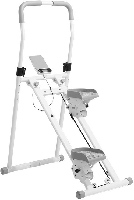 柏詩互創 可折疊爬樓機, 【白色】四檔調節扶手 智能計數顯示屏, 白色