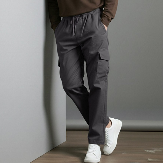 스댕클럽 남성용 사계절 허리밴딩 스트링 스판 프리미엄 카고 면바지 SJM3320