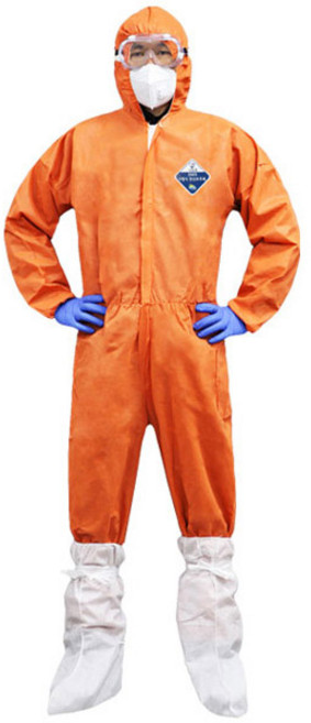 드림무역 일회용 보호복/방진복/작업복/슈커버/라운드캡, SMS 원피스 오렌지 2XL, 1개