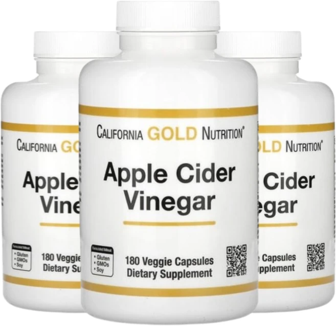 2+1 캘리포니아골드뉴트리션 CGN 오가닉 애플사이다비니거 180베지캡슐 Apple Cider Vinegar 애사비 사과식초 ACV, 3통, 180정 - 쿠팡