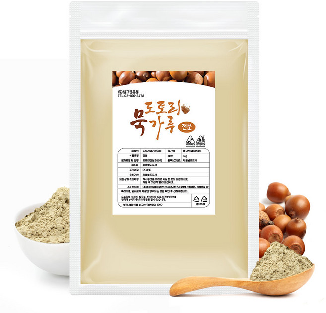 도토리묵 가루 분말 도토리 전분 100% 1kg, 1개