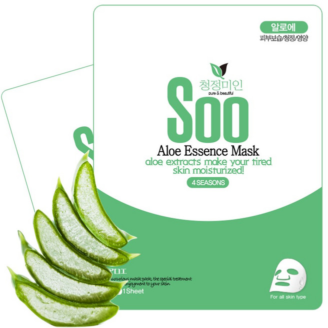 청정미인 에센스 알로에 마스크팩, 1개입, 100개