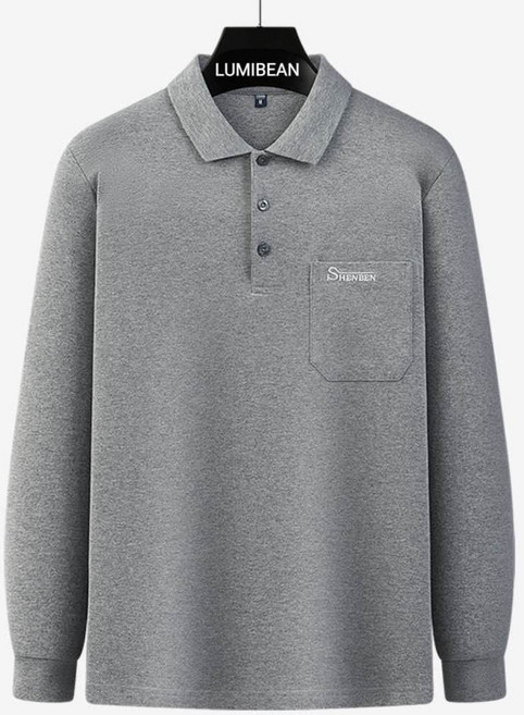 루미빈 남성 봄가을 면 데일리 긴팔 카라 티셔츠