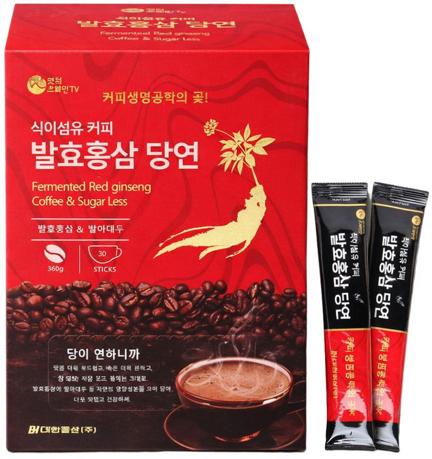 대한홍삼 프리미엄 발효홍삼 당이 연한 커피 100스틱 + 사은품(발효 홍삼캔디+24개 증정), 12g, 1개, 100개입