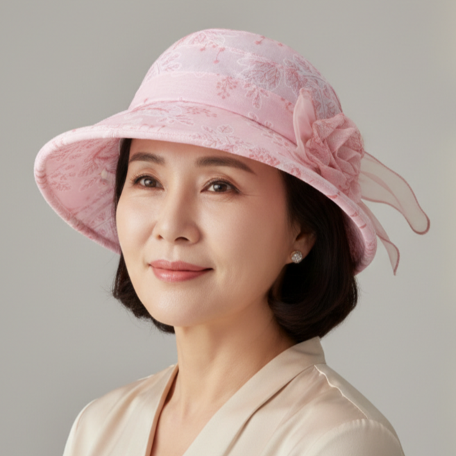 더토토리 H56 플라워 자외선차단 중년여성 모자