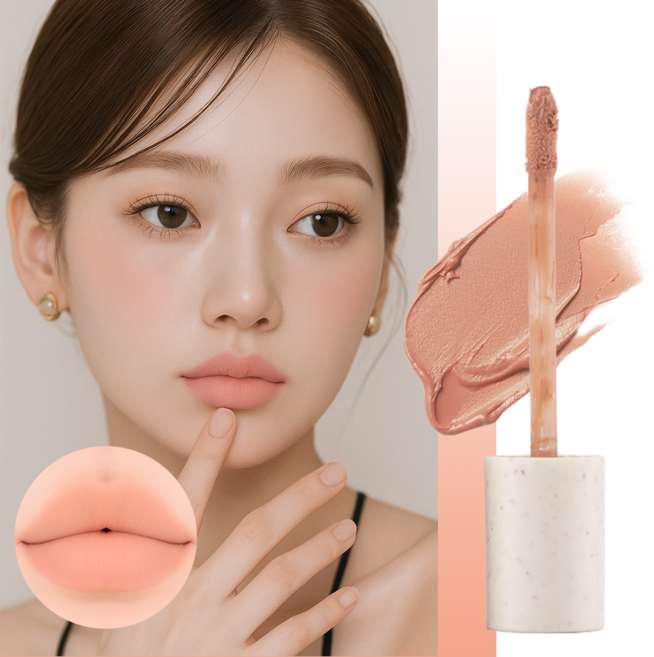 올인원 무광 립스틱 립타투 누드립 입술컬러보정 베이스/블러셔/립스틱 묻어남없는 안지워지는틴트 추천, 1개, 소프트 베이지