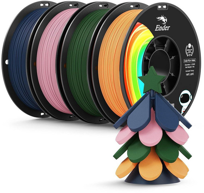 Creality 매트 PLA 플러스 필라멘트 1.75mm 올리브 그린 색상 낮은 뒤틀림 최소 레이어 라인 치수 정확도 +/- 0.02mm 1kg (2.2파운드) 3D, Matte Pla-4kg 그린+사쿠라 핑크+오렌지+네이