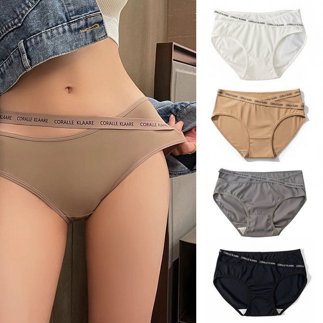 히또리 여성 면 팬티 4종 세트 순면 섹시 레터링 여자 속옷 선물