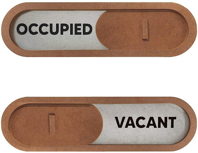 GEEKBEAR 홈 오피스용 빈 점유 슬라이더 도어 사인 - 프리미엄 MDF 19.1 x 5.6cm7.5 2.2인치 브라운 103977, GEEKBEAR 홈 오피스용 빈 점유 슬라이더 도어 사