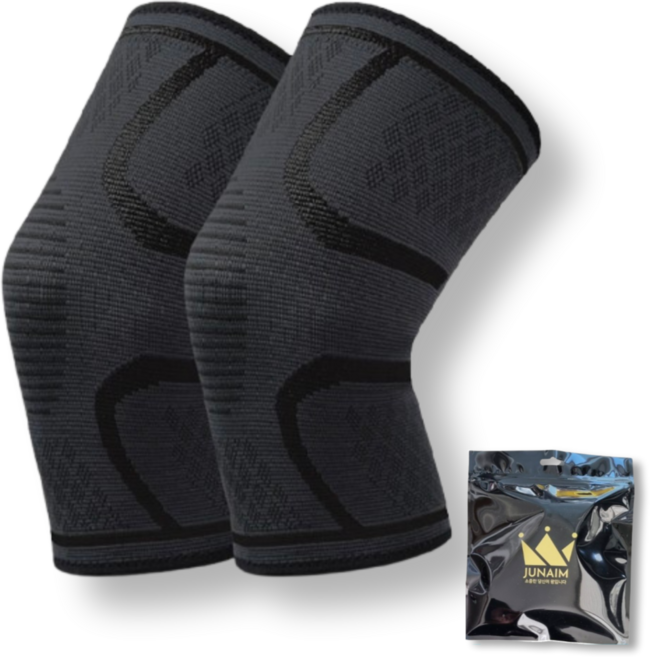 주나임 프리미엄 고탄력 무릎보호대, 딥블랙, 2개