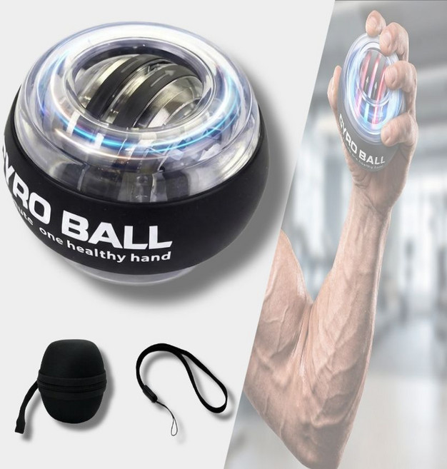 디와이나인 자이로볼 무소음 플레시 파워볼 전완근운동 손목운동 악력강화 홈트, 1세트, 블랙